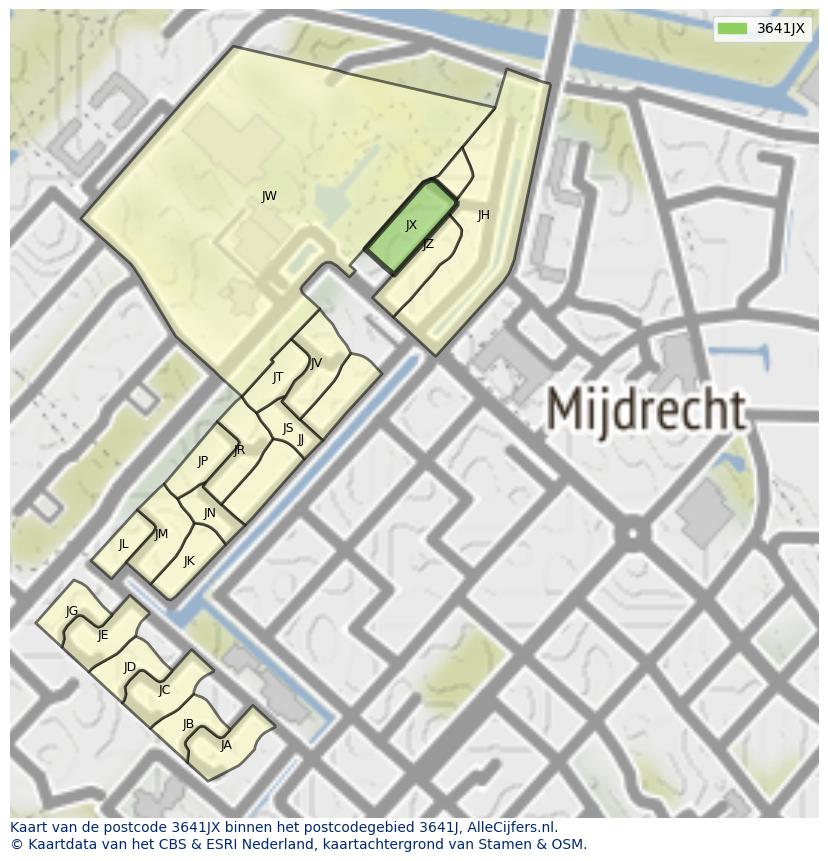 Afbeelding van het postcodegebied 3641 JX op de kaart.