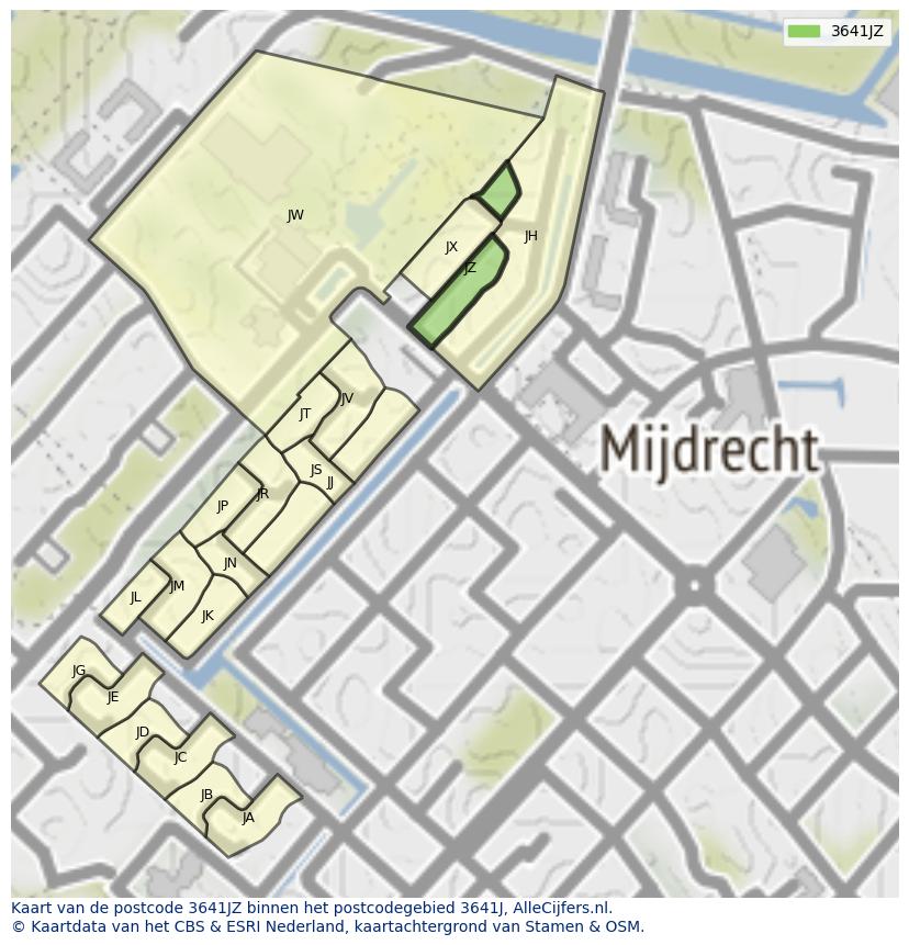 Afbeelding van het postcodegebied 3641 JZ op de kaart.