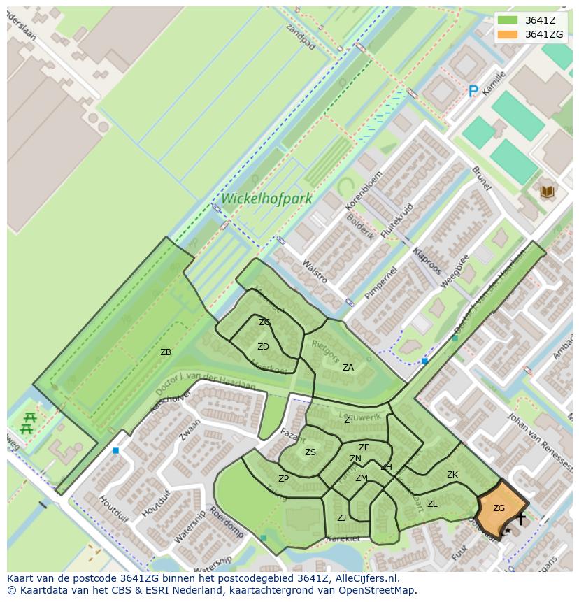 Afbeelding van het postcodegebied 3641 ZG op de kaart.