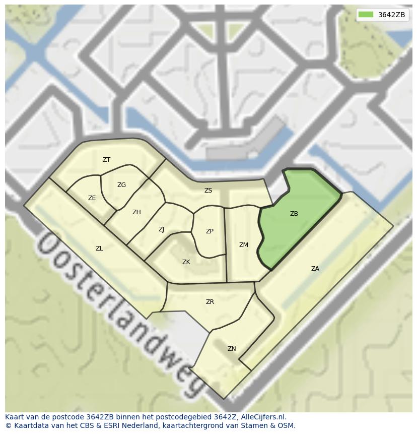 Afbeelding van het postcodegebied 3642 ZB op de kaart.
