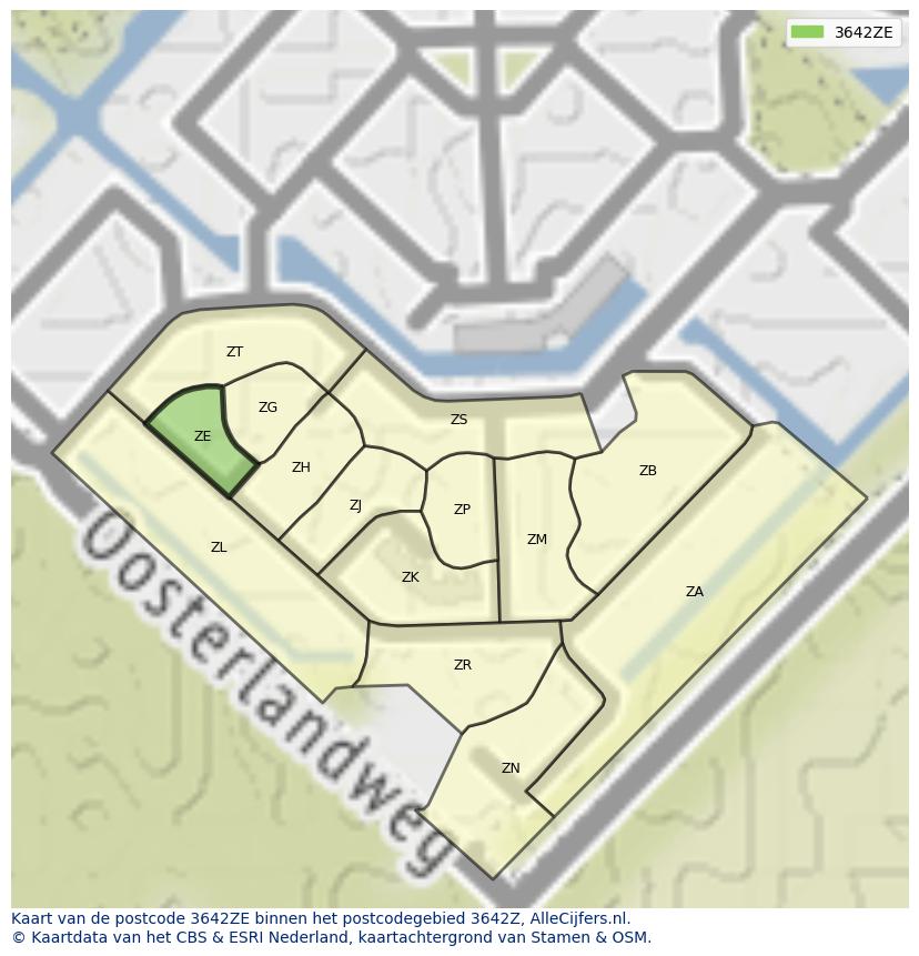 Afbeelding van het postcodegebied 3642 ZE op de kaart.