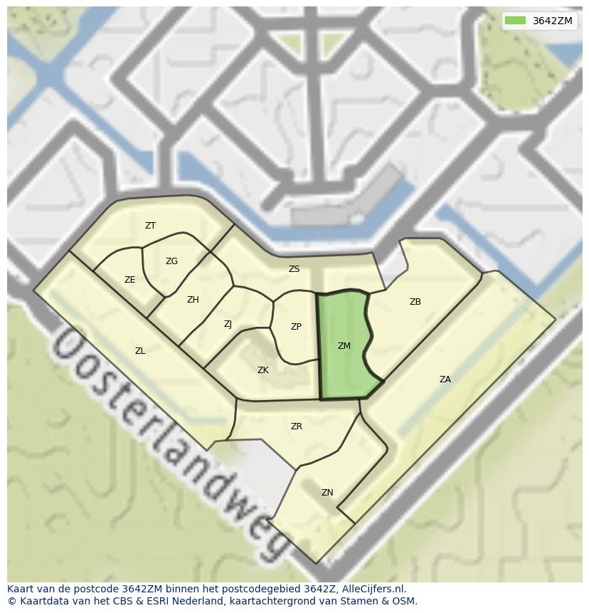 Afbeelding van het postcodegebied 3642 ZM op de kaart.