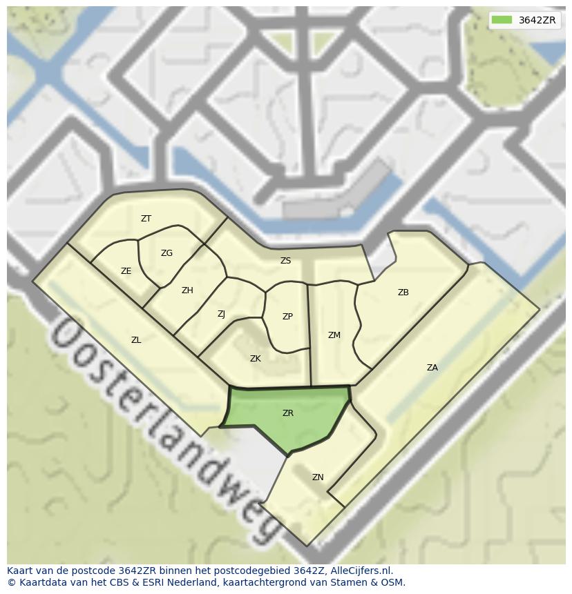 Afbeelding van het postcodegebied 3642 ZR op de kaart.