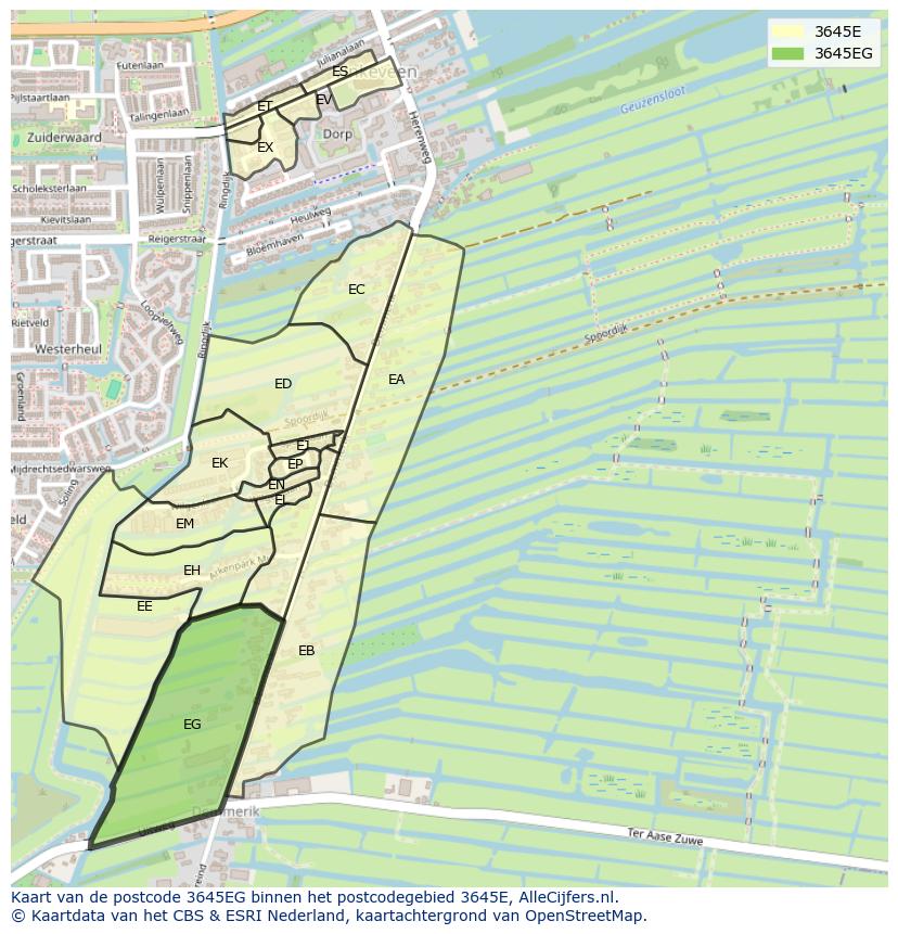 Afbeelding van het postcodegebied 3645 EG op de kaart.