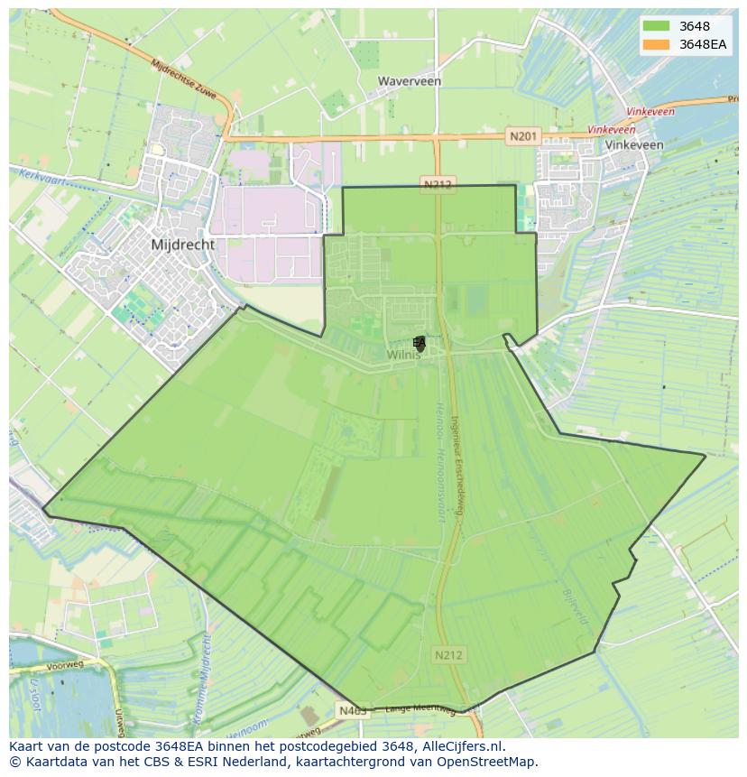 Afbeelding van het postcodegebied 3648 EA op de kaart.