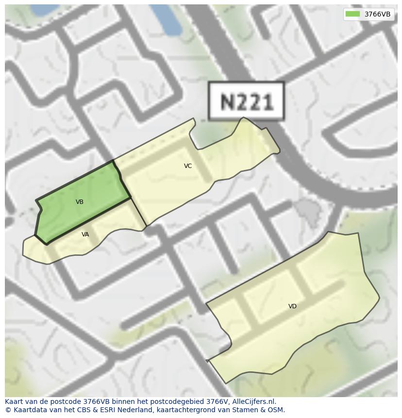 Afbeelding van het postcodegebied 3766 VB op de kaart.