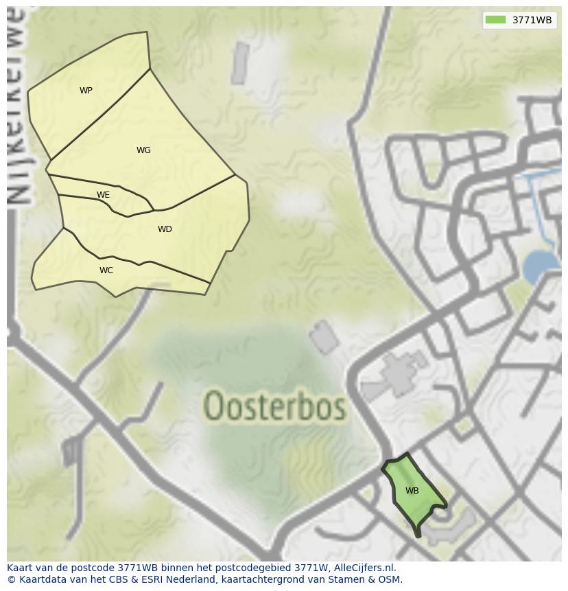 Afbeelding van het postcodegebied 3771 WB op de kaart.
