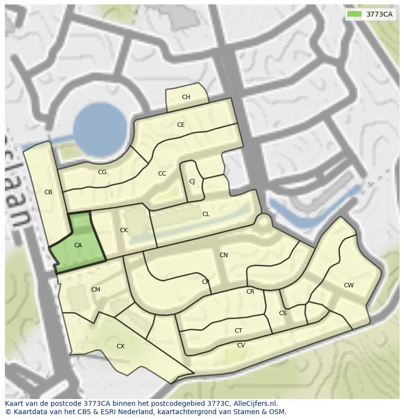 Afbeelding van het postcodegebied 3773 CA op de kaart.