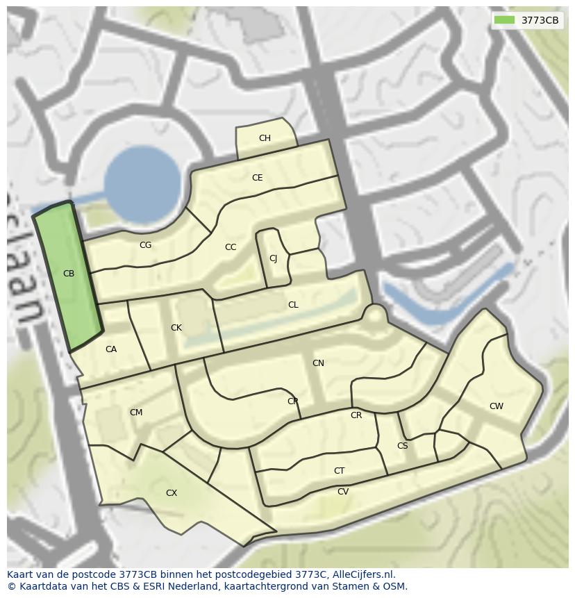 Afbeelding van het postcodegebied 3773 CB op de kaart.
