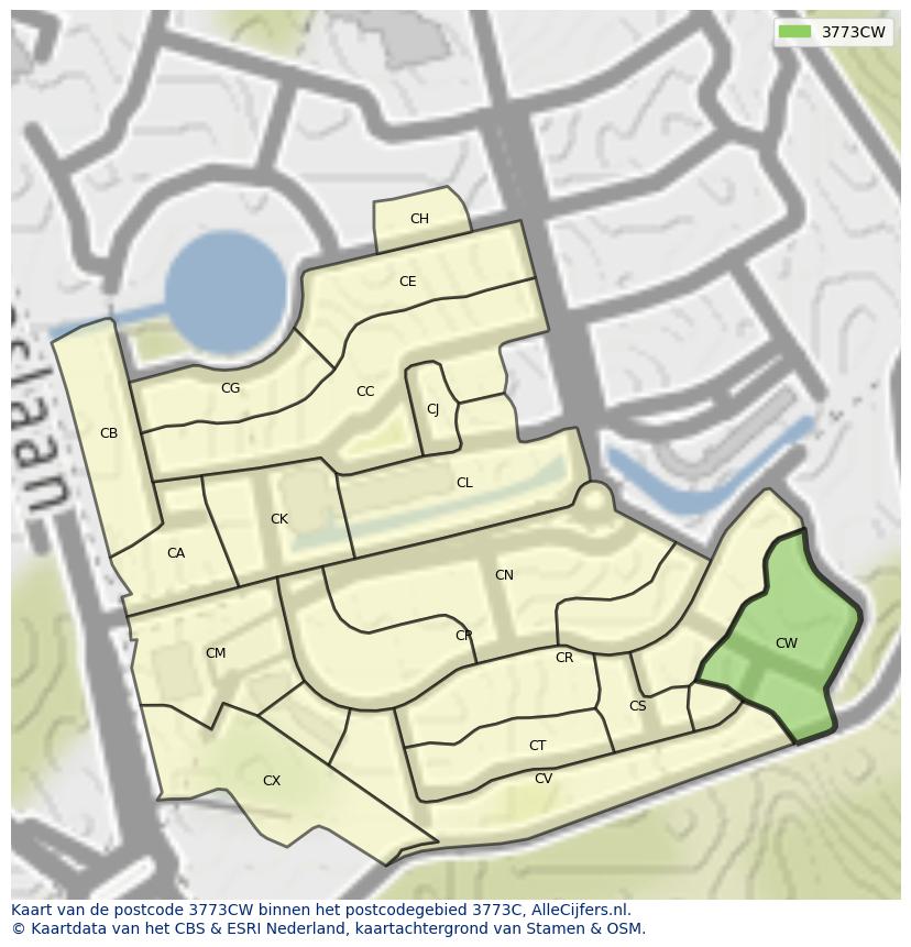 Afbeelding van het postcodegebied 3773 CW op de kaart.