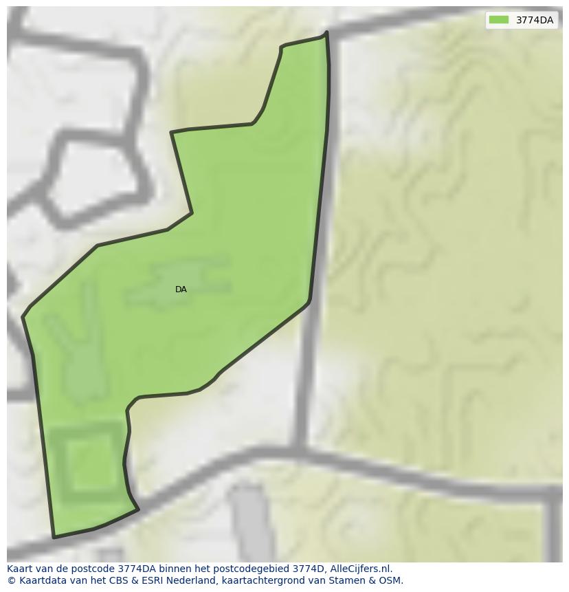 Afbeelding van het postcodegebied 3774 DA op de kaart.