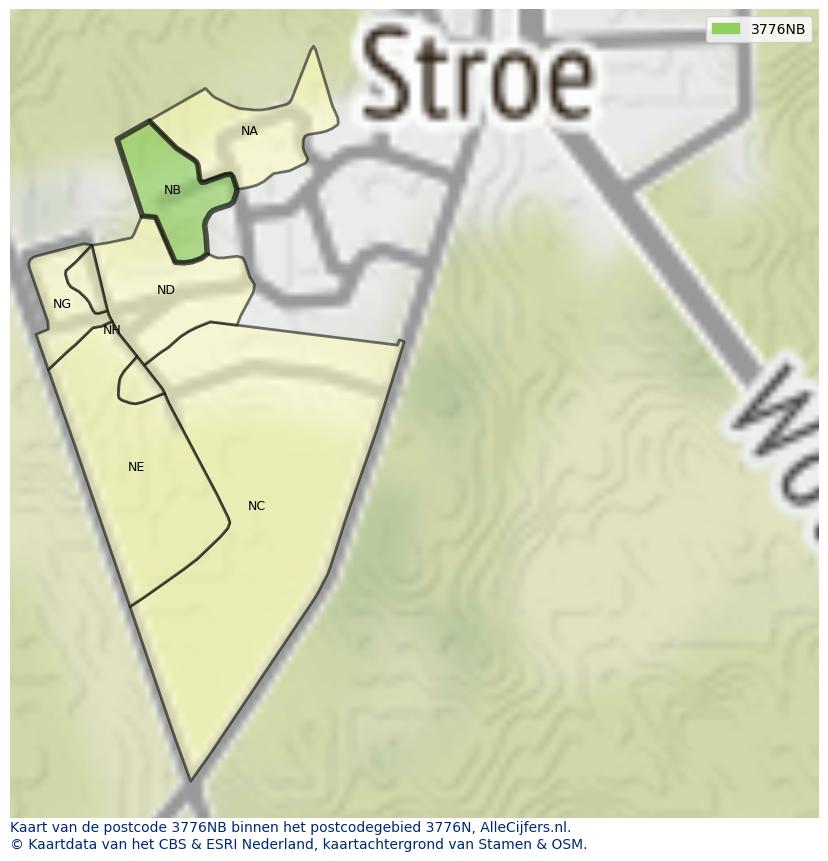 Afbeelding van het postcodegebied 3776 NB op de kaart.
