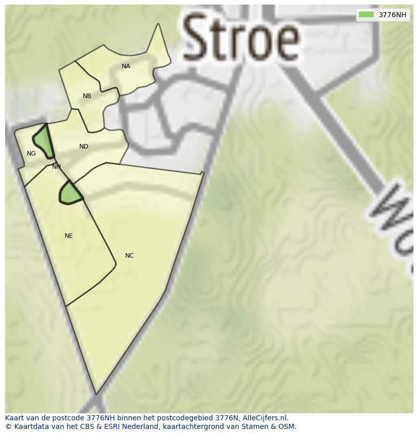 Afbeelding van het postcodegebied 3776 NH op de kaart.