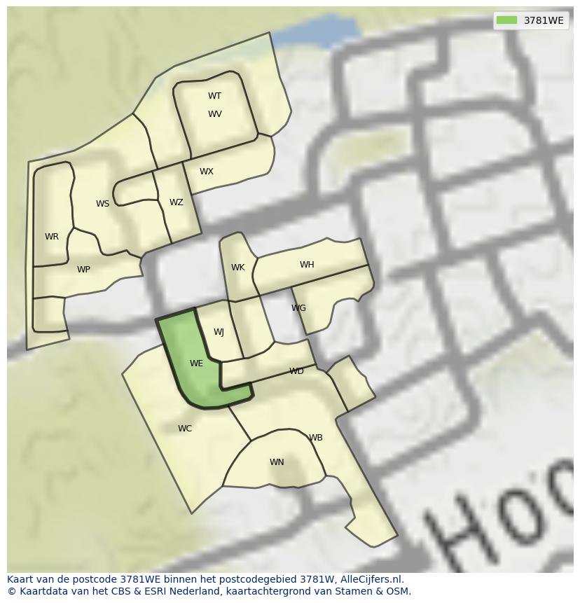 Afbeelding van het postcodegebied 3781 WE op de kaart.