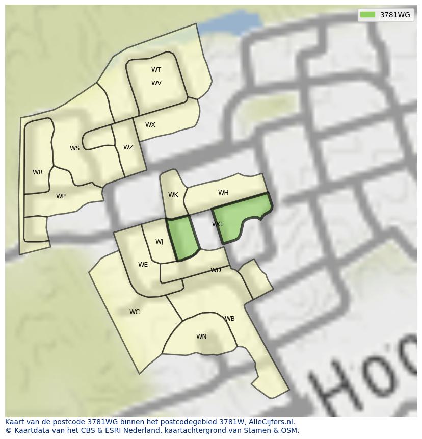 Afbeelding van het postcodegebied 3781 WG op de kaart.