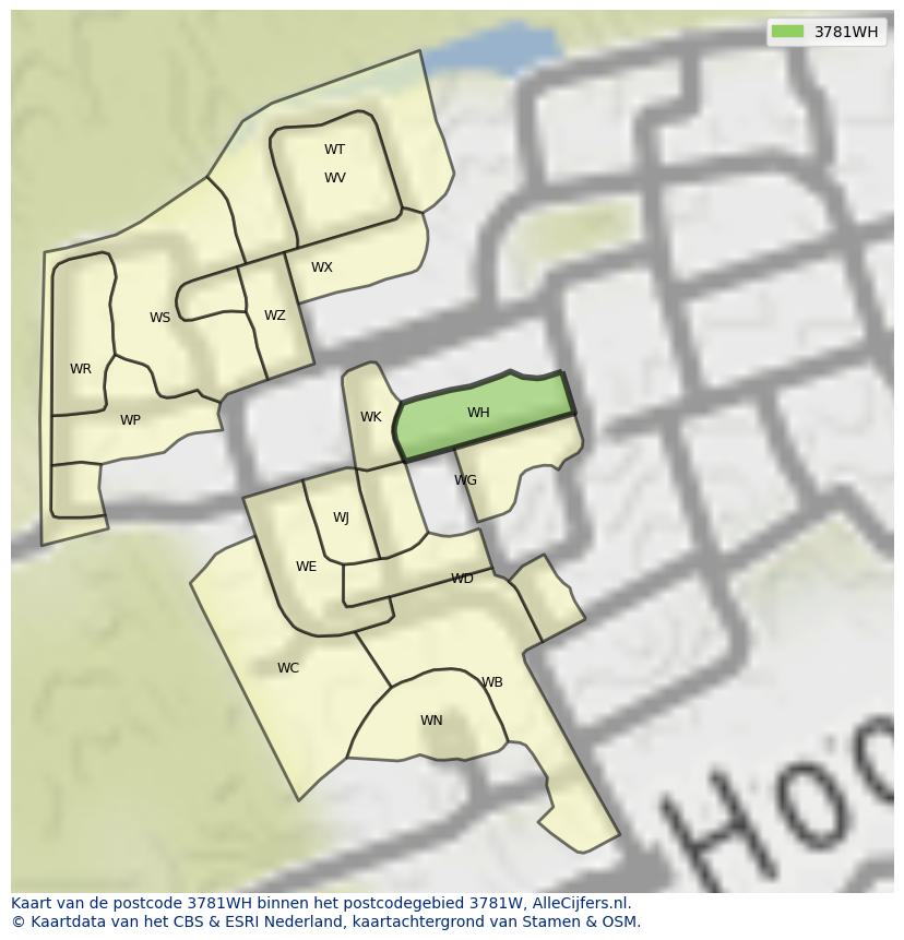 Afbeelding van het postcodegebied 3781 WH op de kaart.