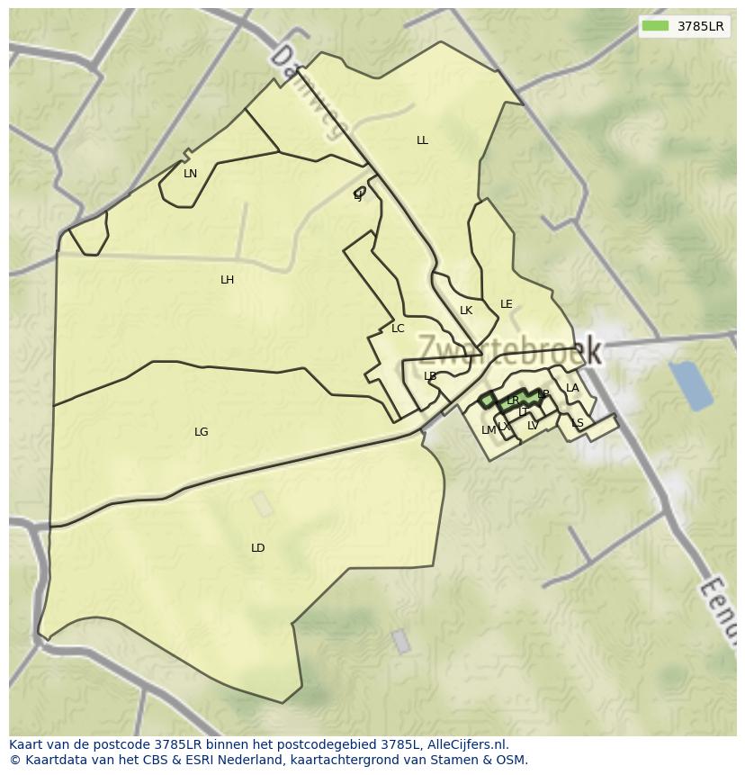 Afbeelding van het postcodegebied 3785 LR op de kaart.