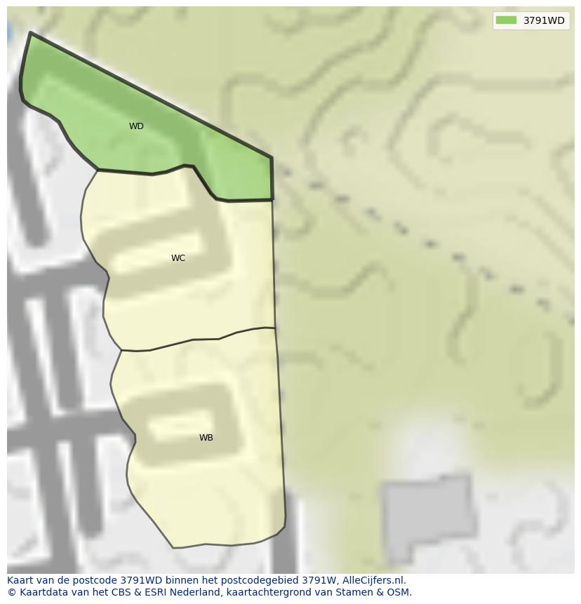 Afbeelding van het postcodegebied 3791 WD op de kaart.