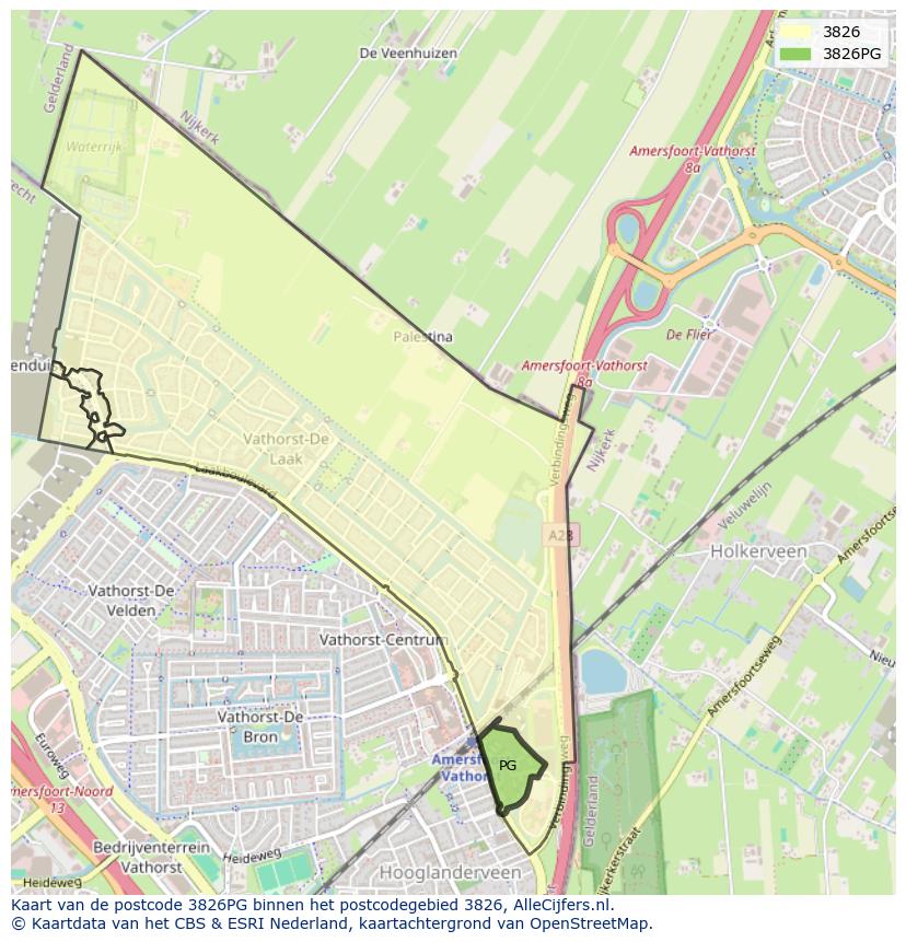 Afbeelding van het postcodegebied 3826 PG op de kaart.