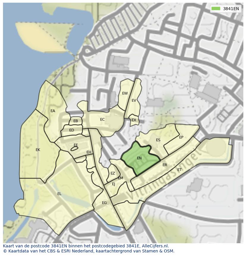 Afbeelding van het postcodegebied 3841 EN op de kaart.