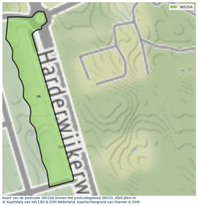 Afbeelding van het postcodegebied 3852 DA op de kaart.
