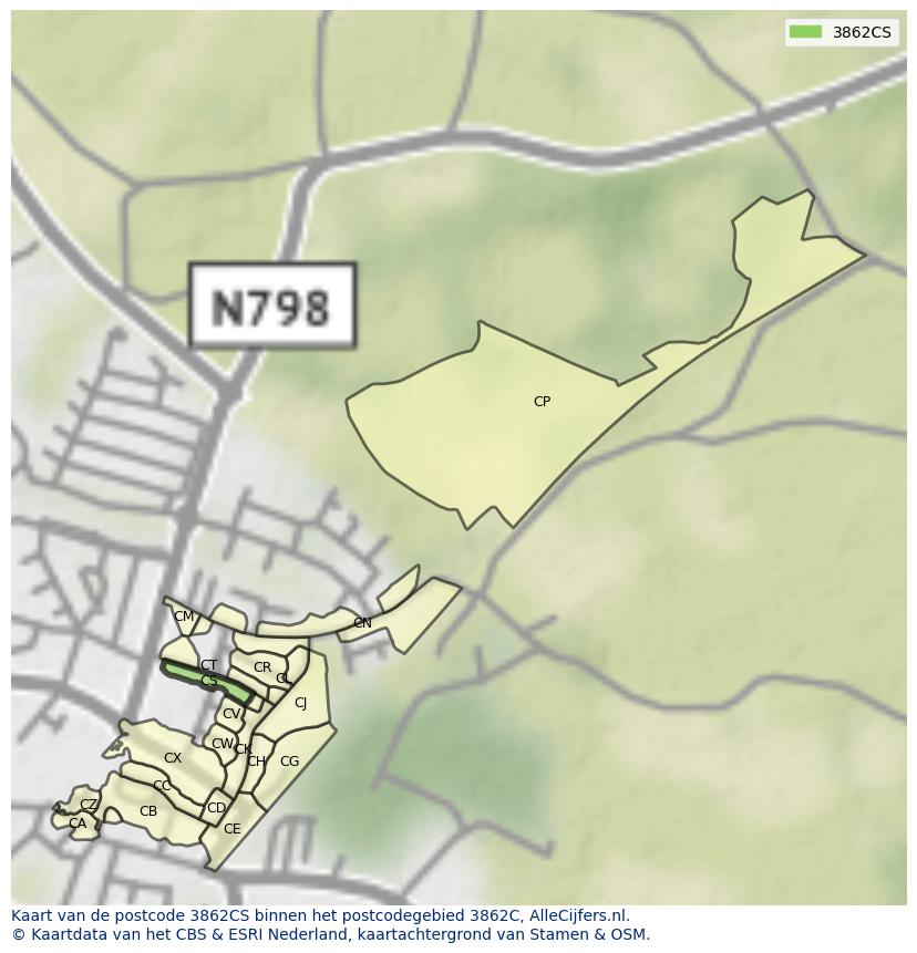 Afbeelding van het postcodegebied 3862 CS op de kaart.