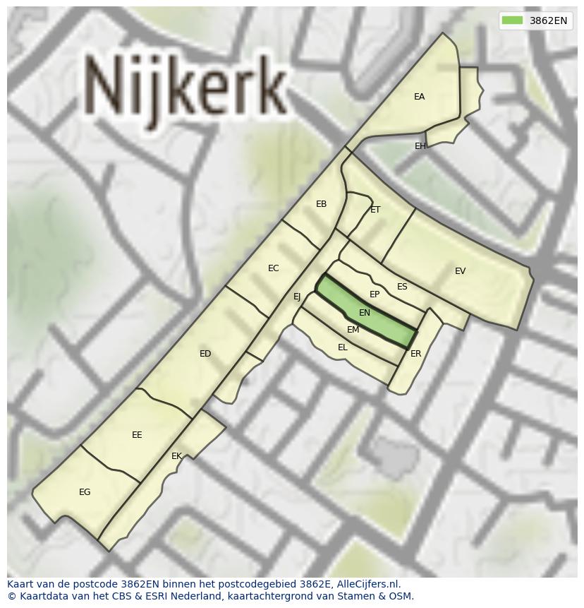 Afbeelding van het postcodegebied 3862 EN op de kaart.
