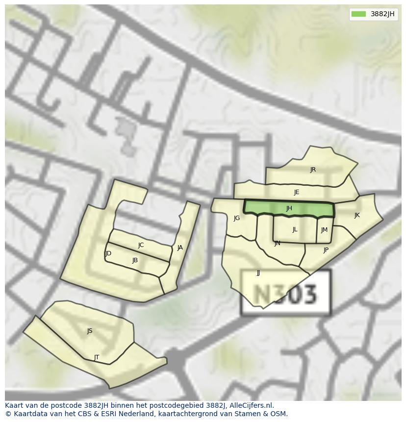 Afbeelding van het postcodegebied 3882 JH op de kaart.