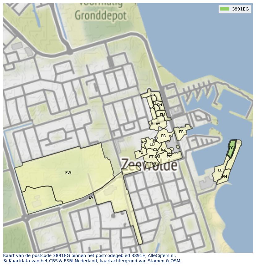 Afbeelding van het postcodegebied 3891 EG op de kaart.