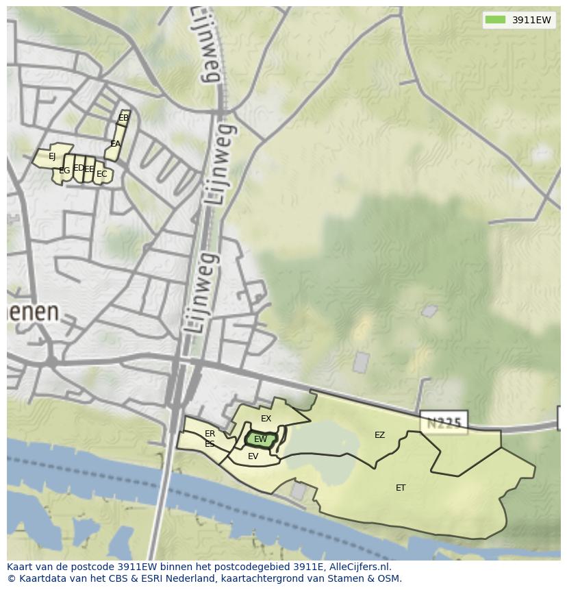 Afbeelding van het postcodegebied 3911 EW op de kaart.