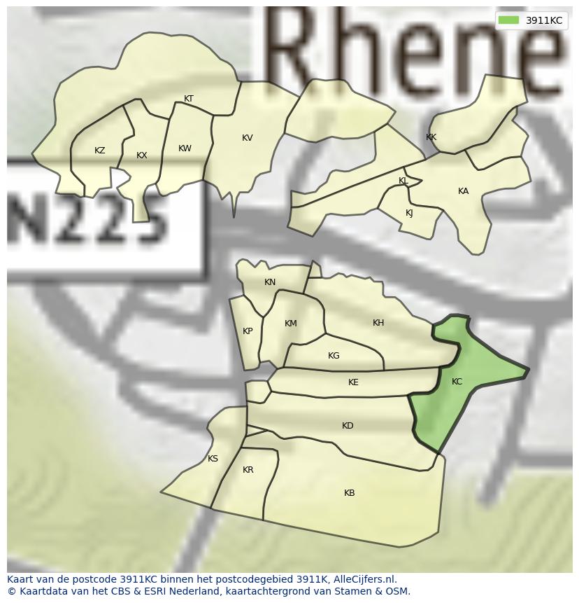 Afbeelding van het postcodegebied 3911 KC op de kaart.