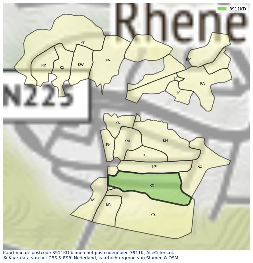 Afbeelding van het postcodegebied 3911 KD op de kaart.
