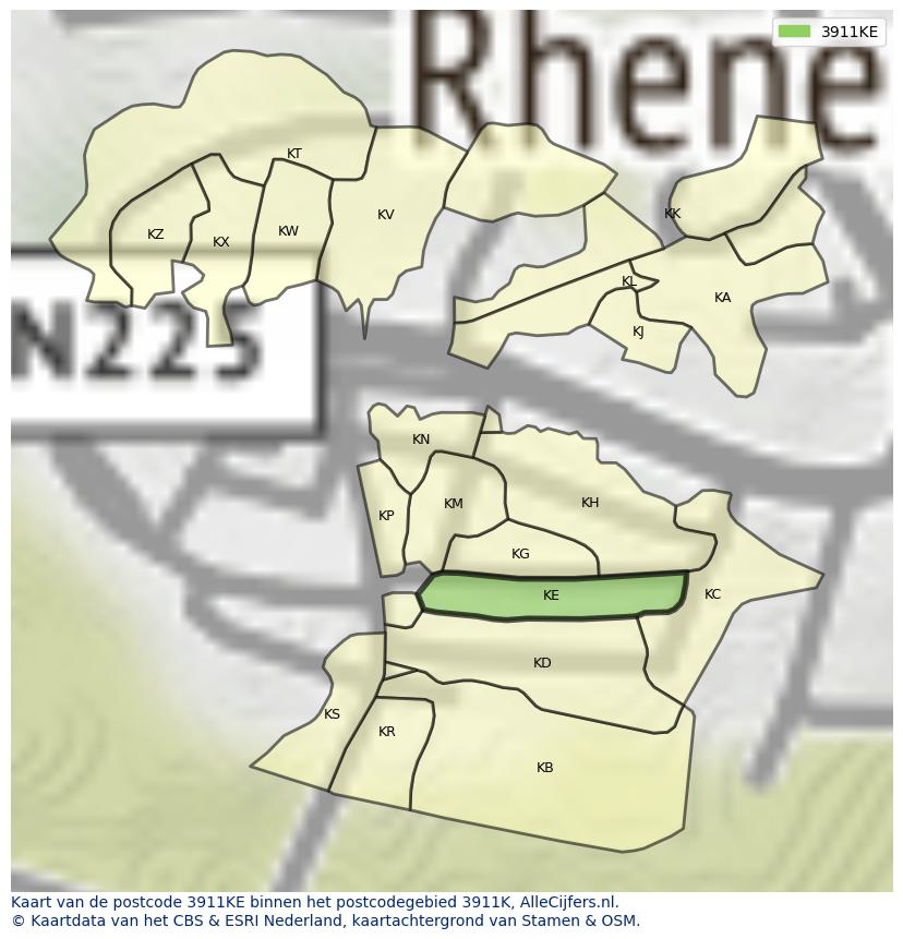 Afbeelding van het postcodegebied 3911 KE op de kaart.
