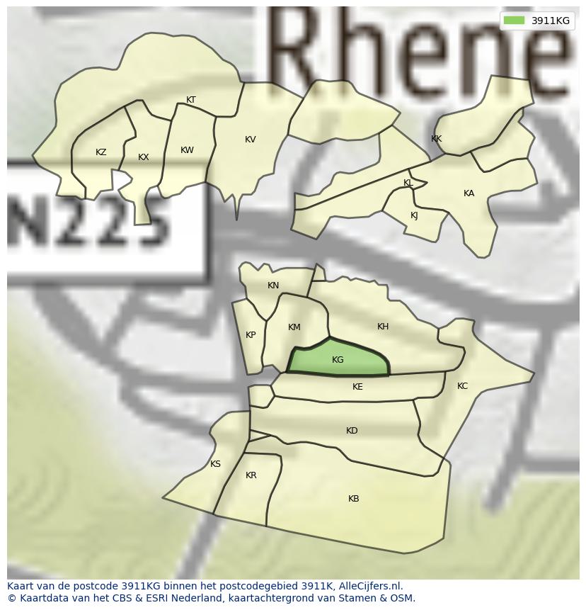 Afbeelding van het postcodegebied 3911 KG op de kaart.
