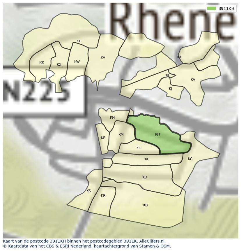 Afbeelding van het postcodegebied 3911 KH op de kaart.