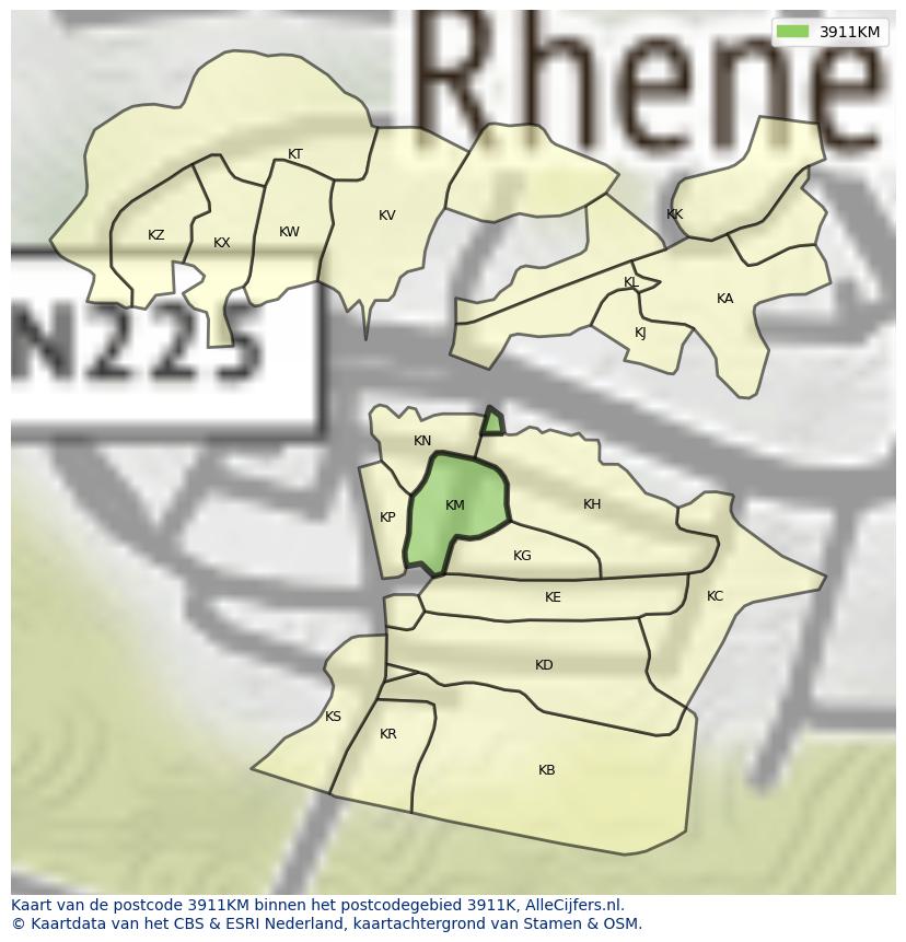 Afbeelding van het postcodegebied 3911 KM op de kaart.