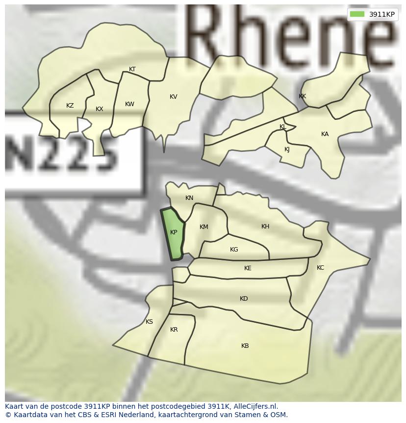 Afbeelding van het postcodegebied 3911 KP op de kaart.