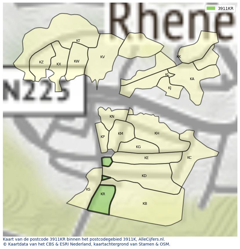 Afbeelding van het postcodegebied 3911 KR op de kaart.