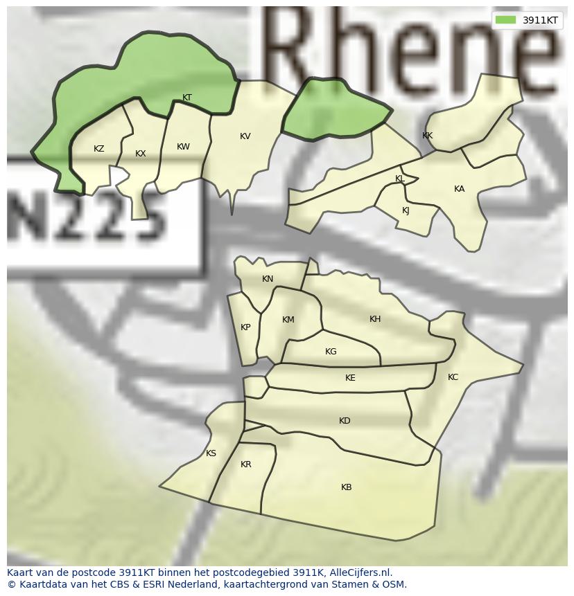 Afbeelding van het postcodegebied 3911 KT op de kaart.