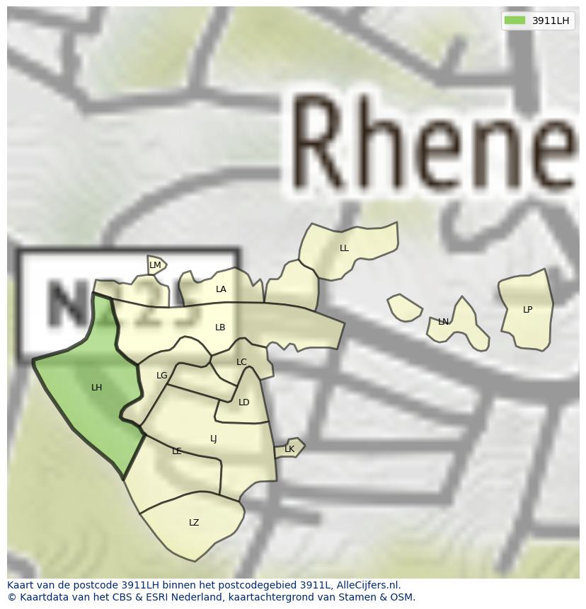 Afbeelding van het postcodegebied 3911 LH op de kaart.