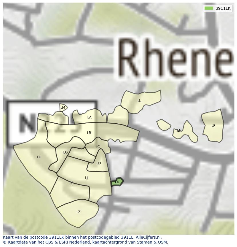 Afbeelding van het postcodegebied 3911 LK op de kaart.