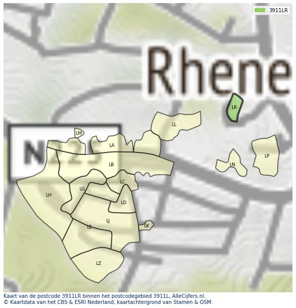 Afbeelding van het postcodegebied 3911 LR op de kaart.