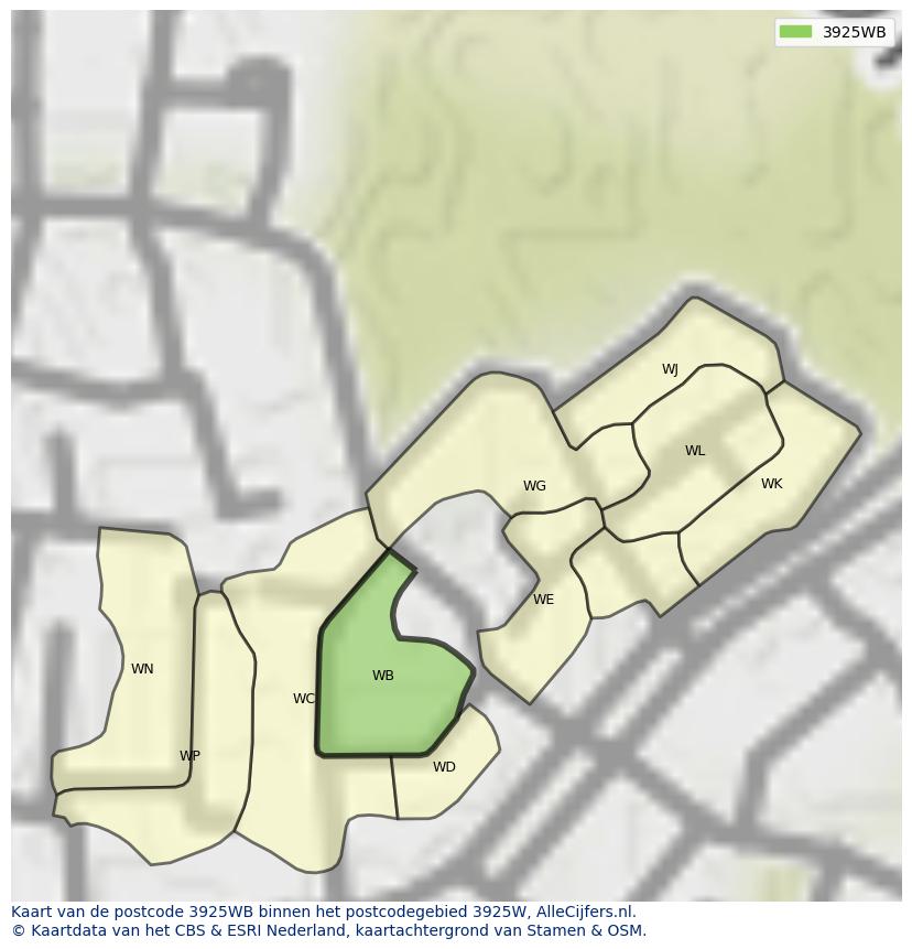 Afbeelding van het postcodegebied 3925 WB op de kaart.