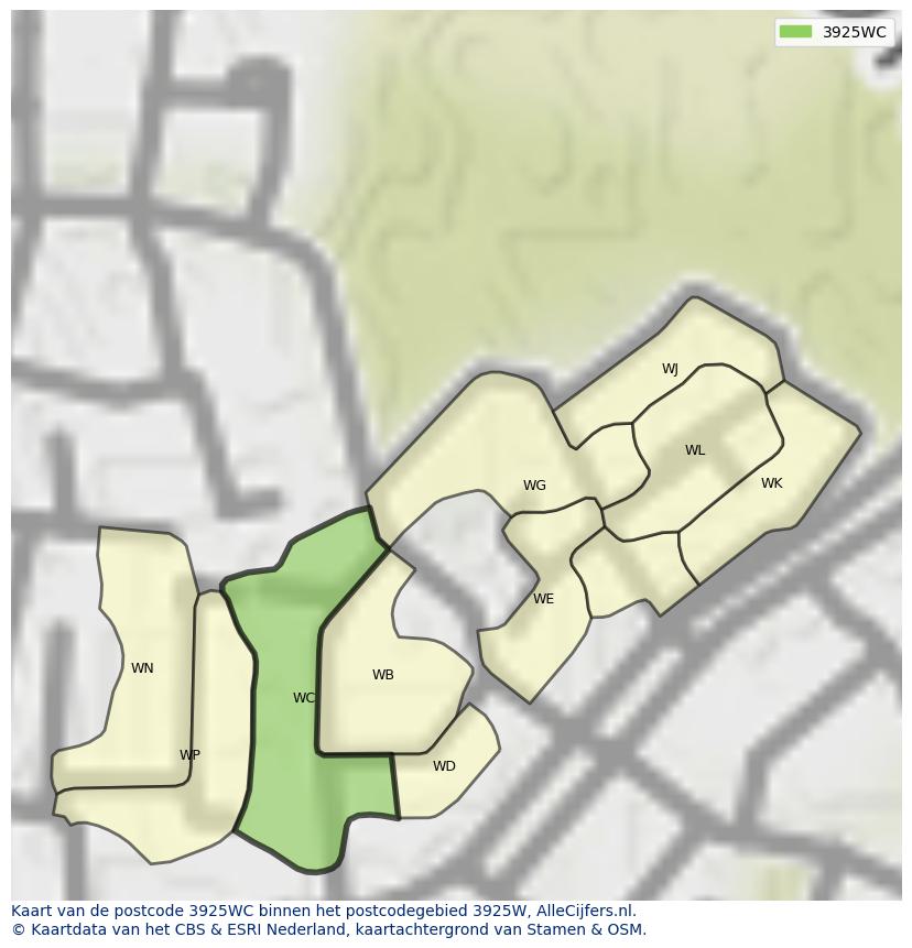 Afbeelding van het postcodegebied 3925 WC op de kaart.