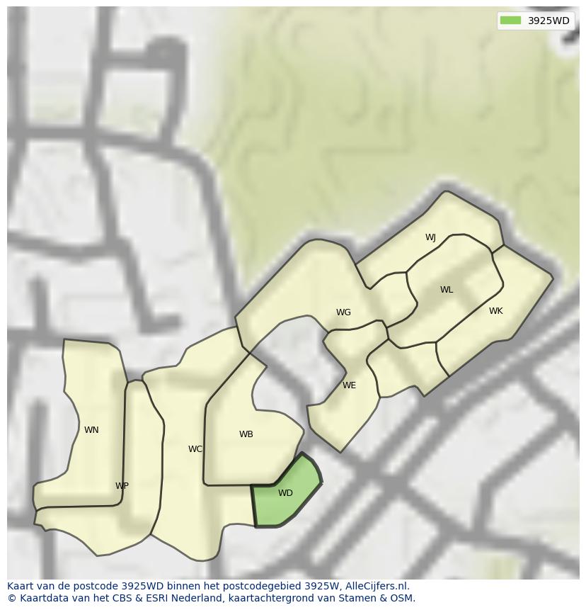 Afbeelding van het postcodegebied 3925 WD op de kaart.