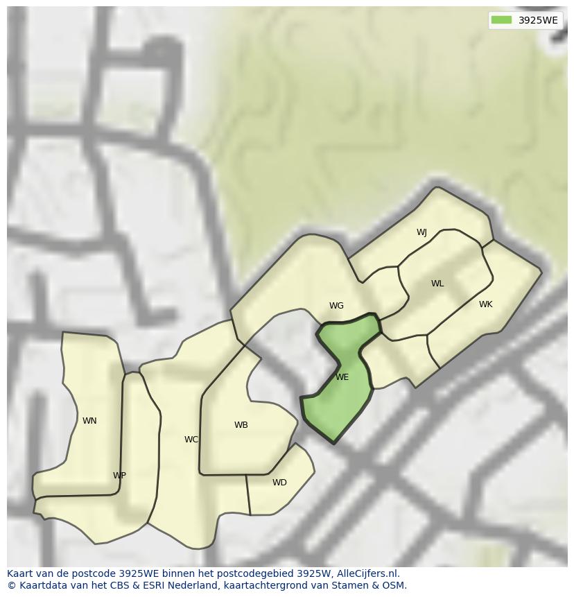 Afbeelding van het postcodegebied 3925 WE op de kaart.