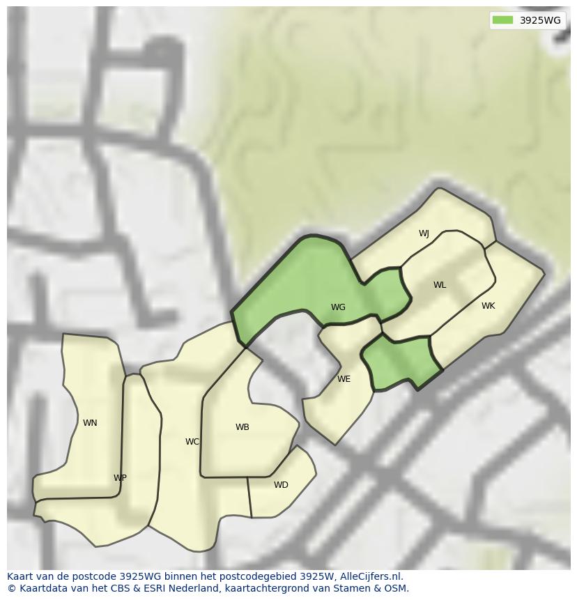 Afbeelding van het postcodegebied 3925 WG op de kaart.