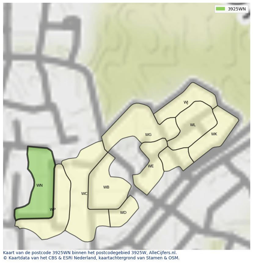 Afbeelding van het postcodegebied 3925 WN op de kaart.