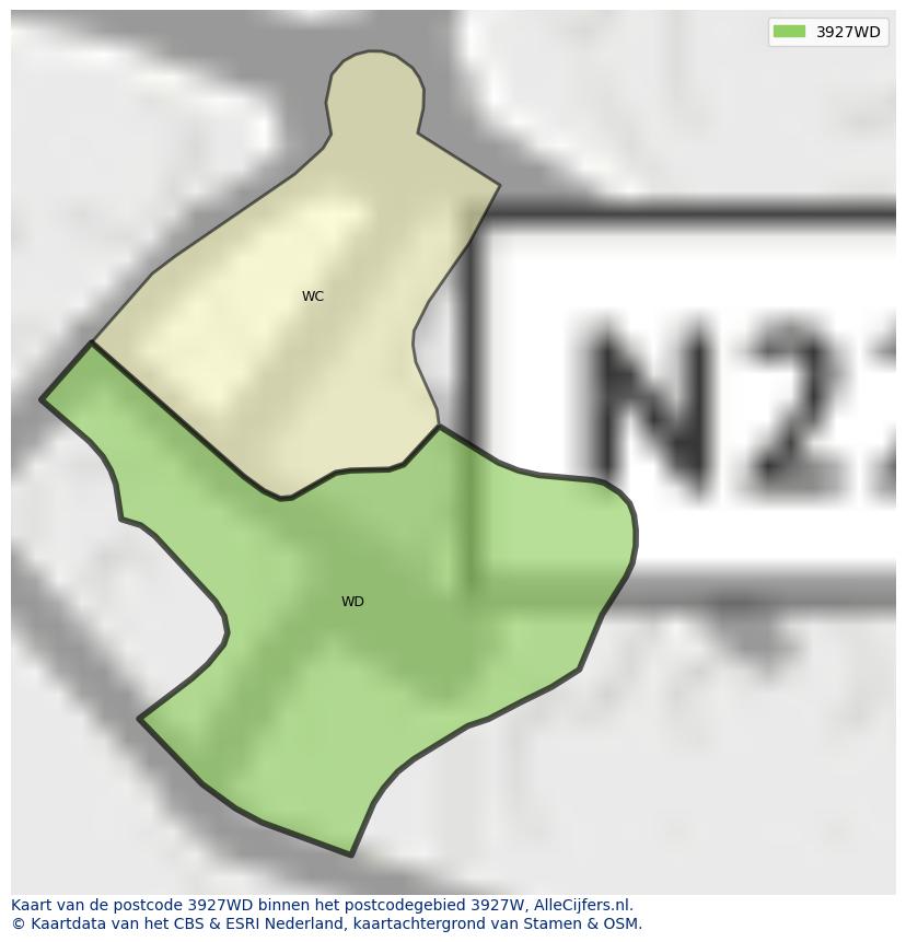 Afbeelding van het postcodegebied 3927 WD op de kaart.