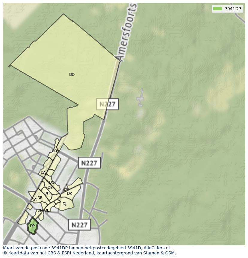 Afbeelding van het postcodegebied 3941 DP op de kaart.